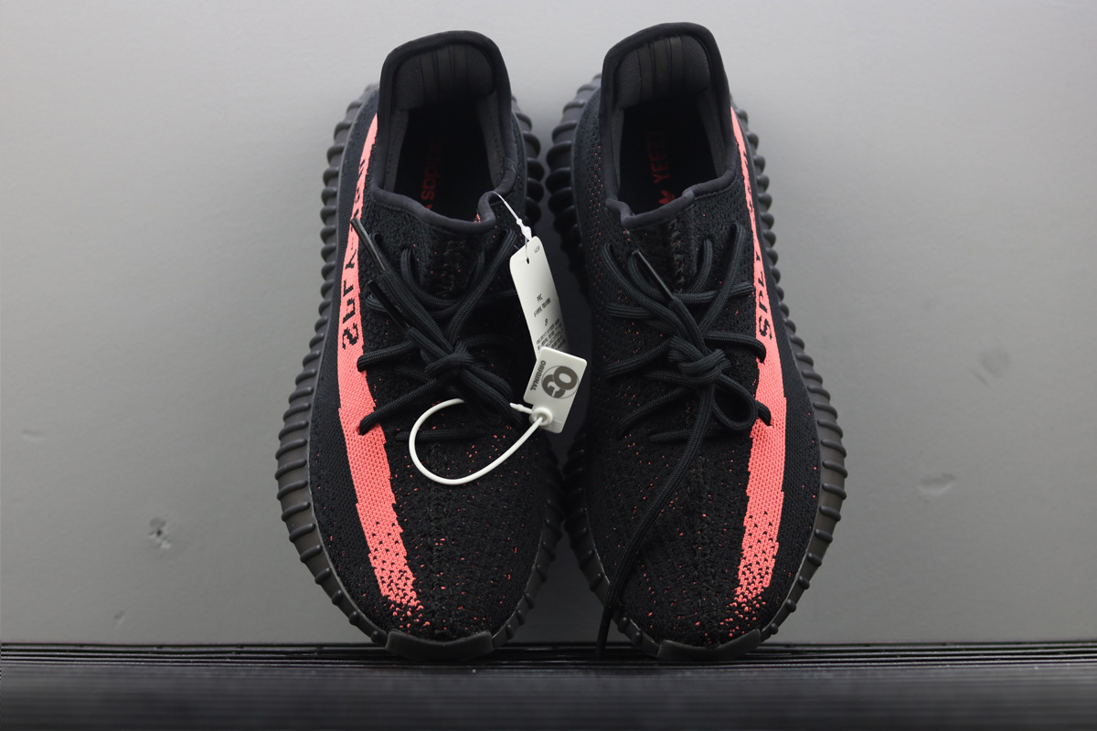 yeezy 350v2 black red