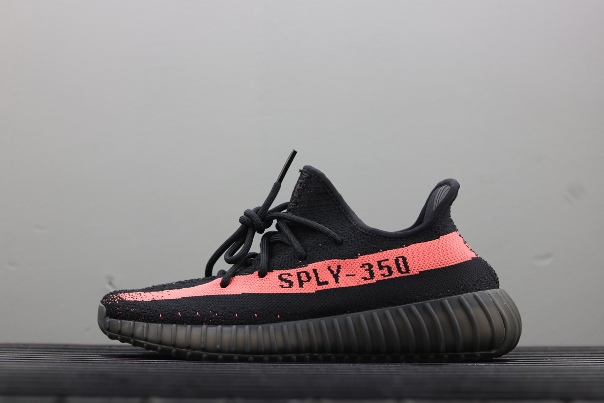 yeezys 350 black and red