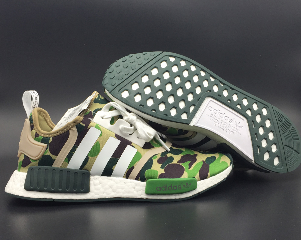 BAPE x adidas R1 Olive For Sale Sole Line