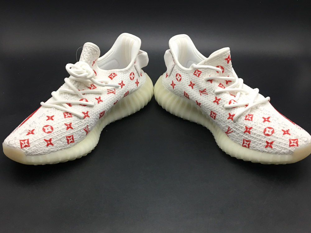 Supreme x adidas Yeezy Boost 350 V2 Custom White Red – The Sole Line