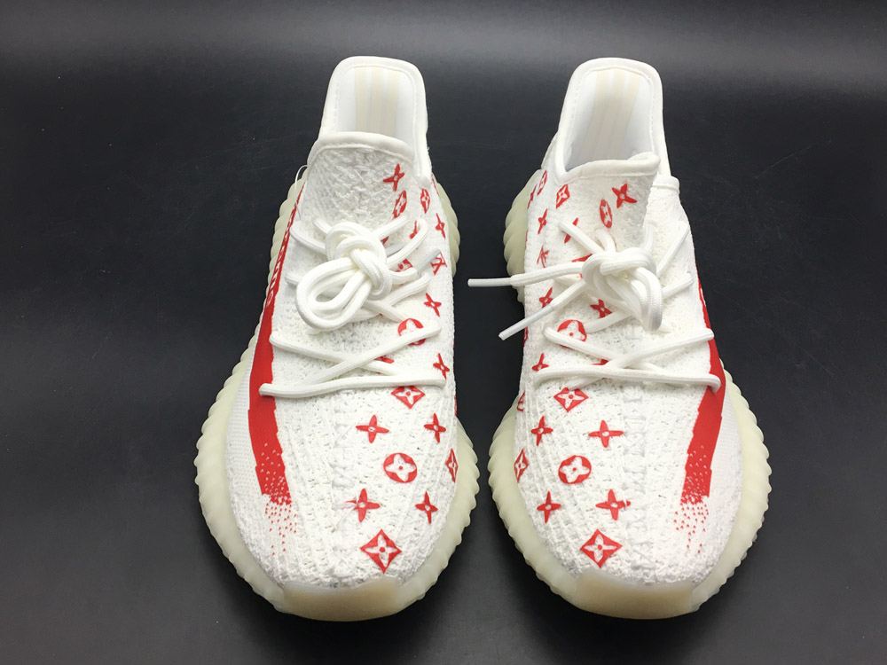 Supreme x adidas Yeezy Boost 350 V2 Custom White Red – The Sole Line