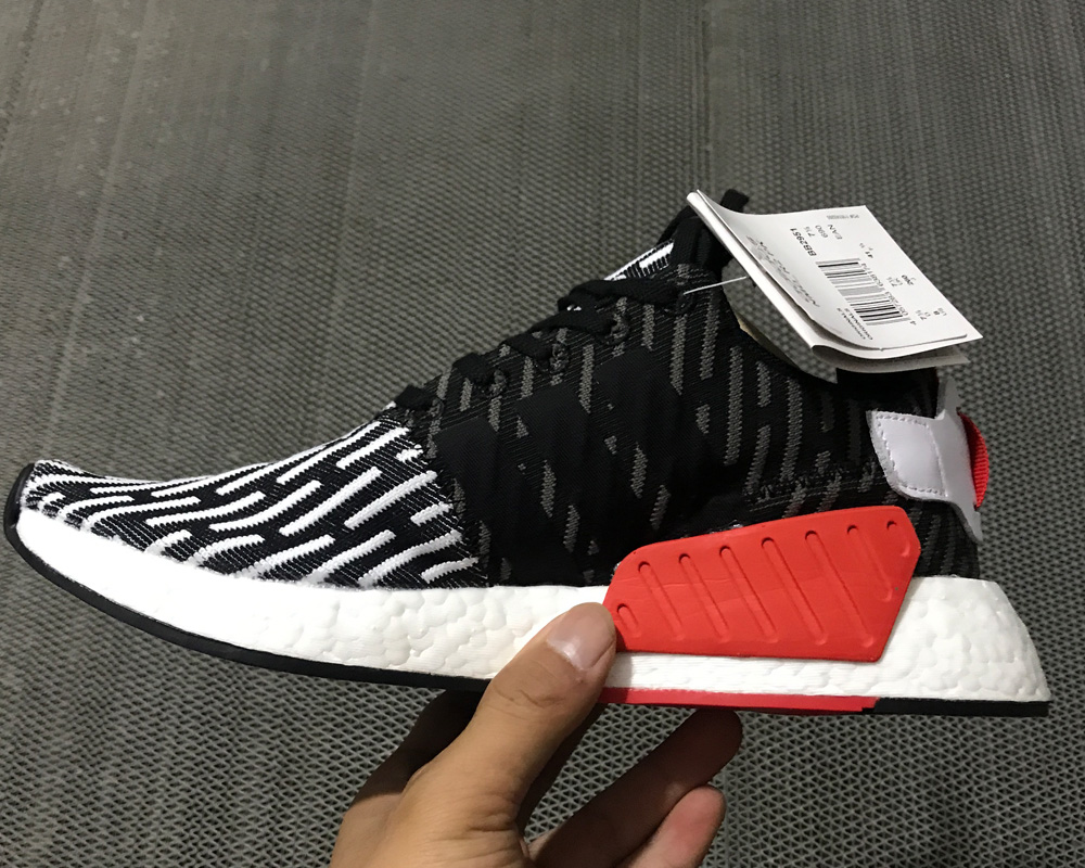 black white and red nmd