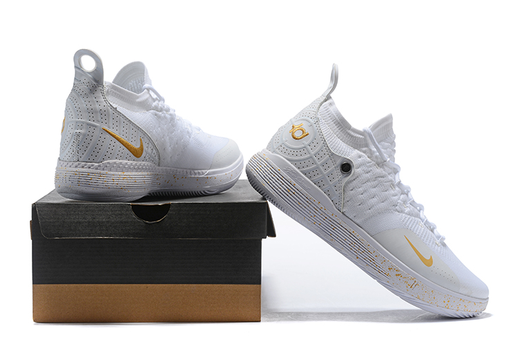 nike kd 11 white and gold