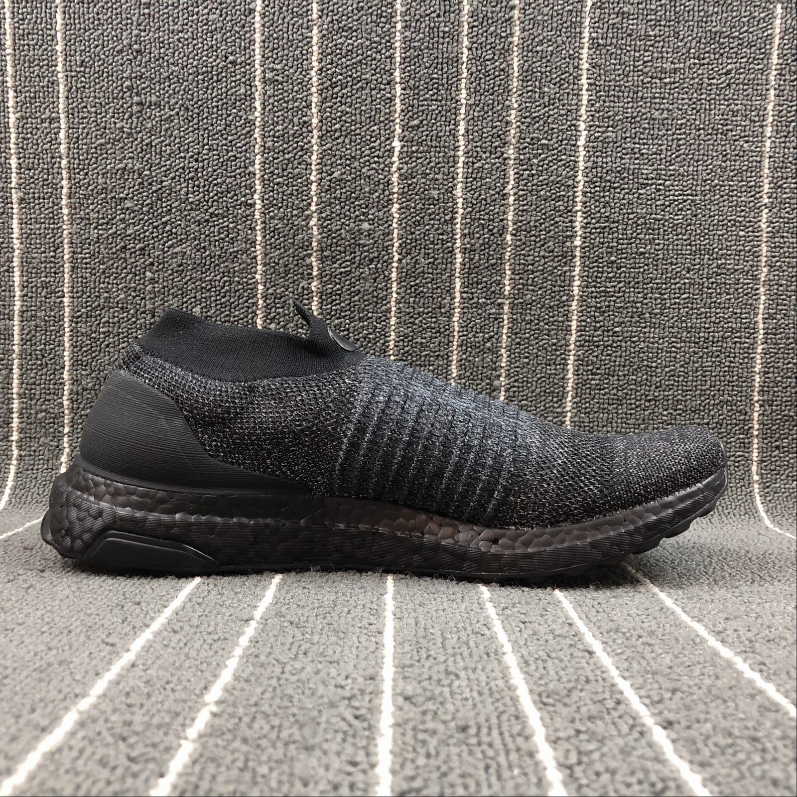 ultra boost laceless triple black on feet