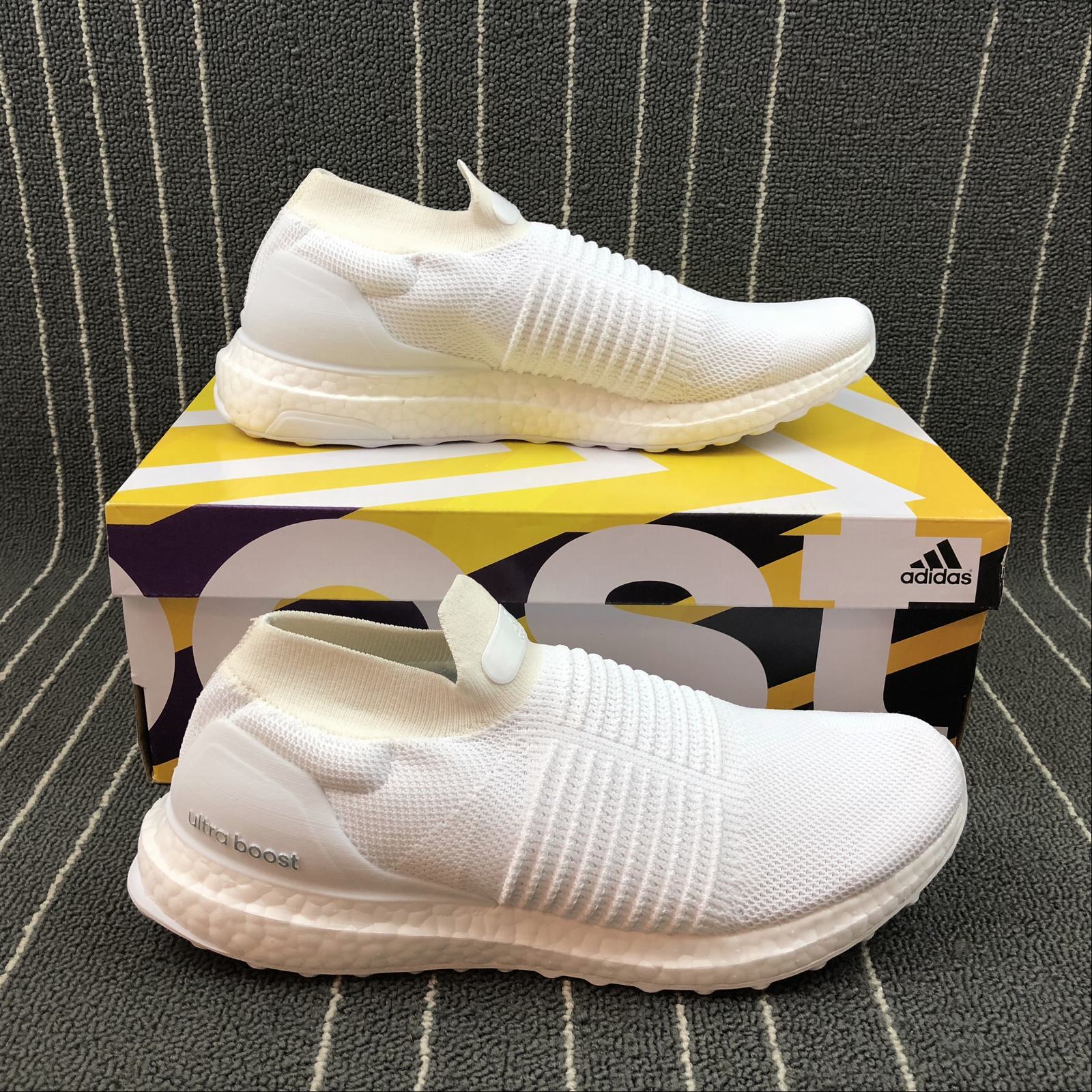 ultra boost laceless triple white