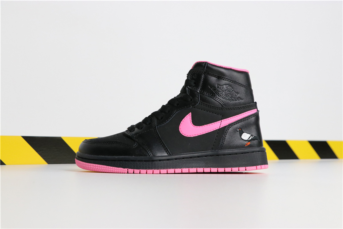 black and pink jordan ones