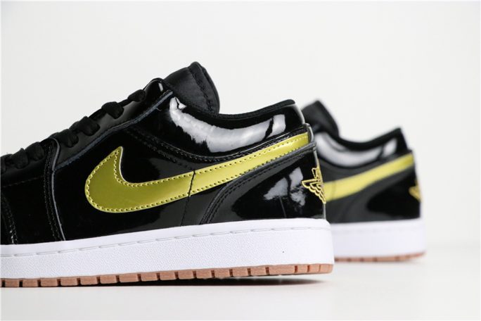 Air Jordan 1 Low âPatent Leatherâ Black/Metallic Gold-White For Sale â The Sole Line