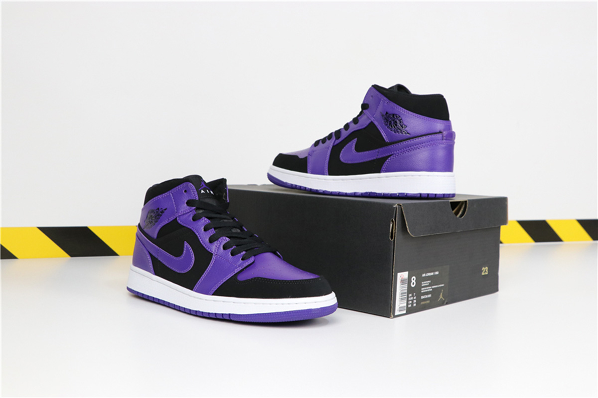 jordan 1 mid black purple