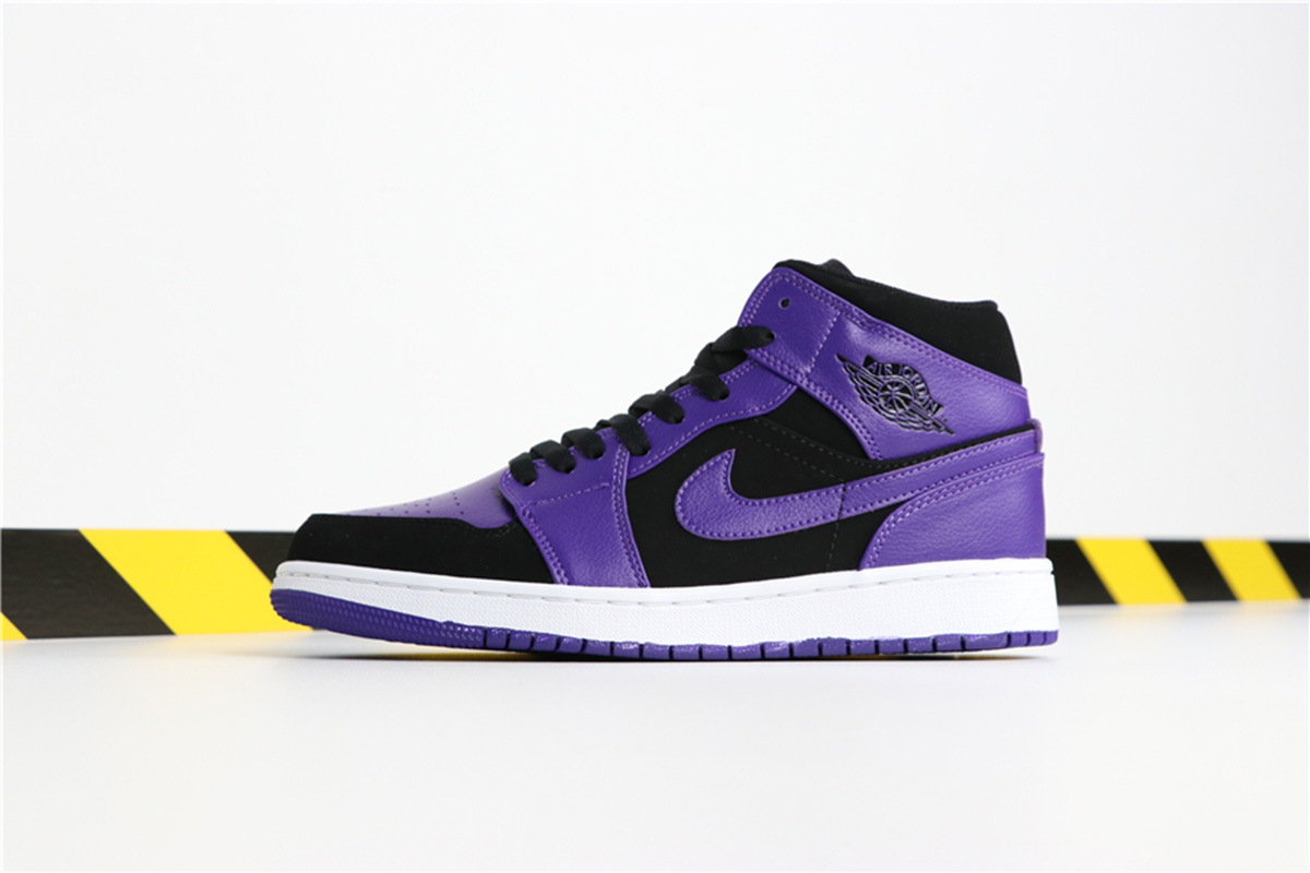 black and purple jordan 1 mid