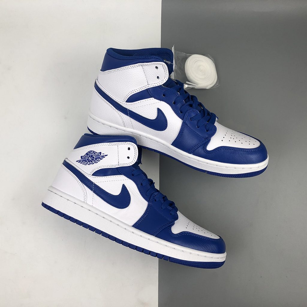 Air Jordan 1 Mid White/Hyper Royal 554724-114 For Sale – The Sole Line