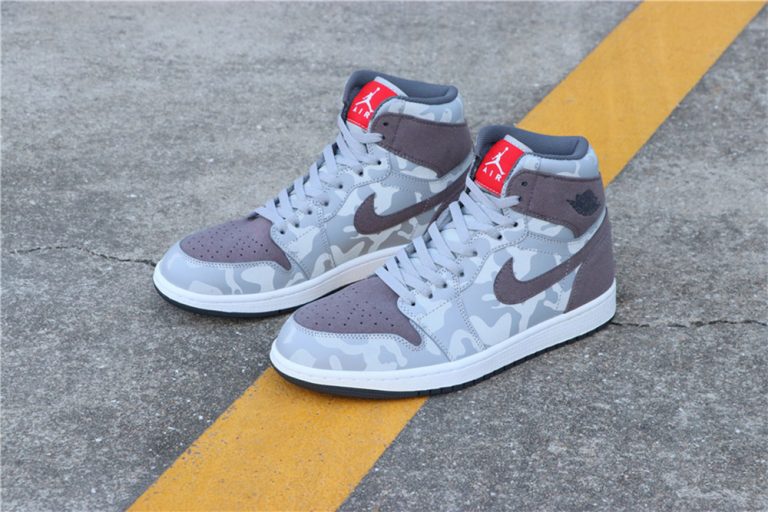 Air Jordan 1 Retro High âCamo Packâ Wolf Grey/Dark Grey-White For Sale â The Sole Line