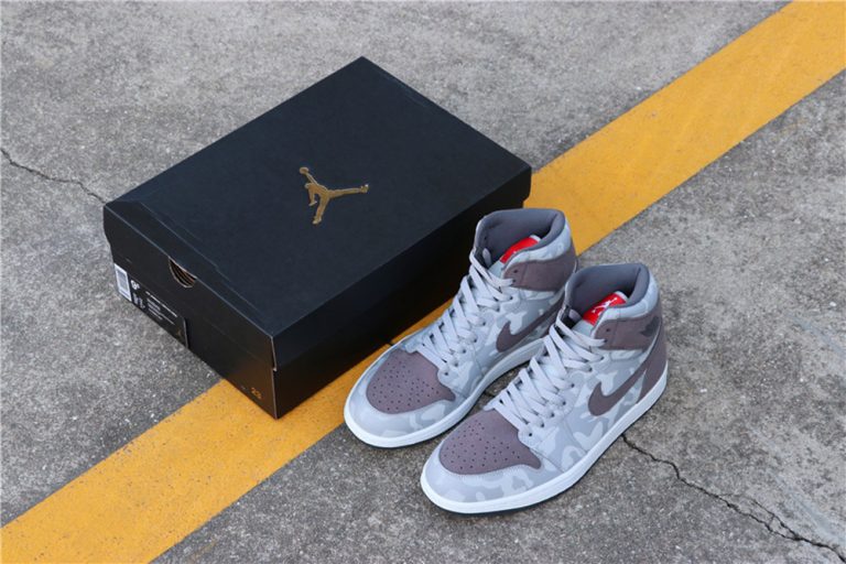 Air Jordan 1 Retro High âCamo Packâ Wolf Grey/Dark Grey-White For Sale â The Sole Line