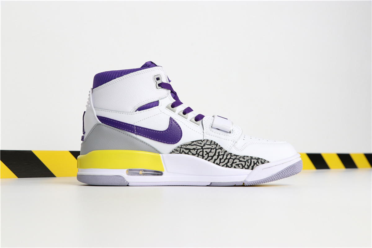 purple yellow and white jordans