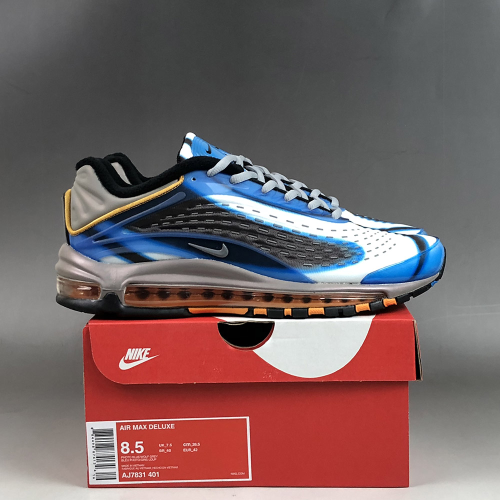 nike air max deluxe blue grey orange & black