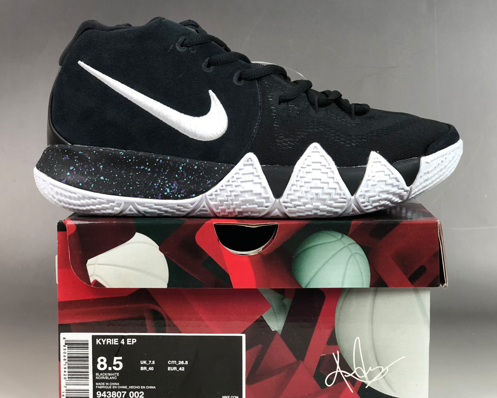 kyrie 4 black white blue