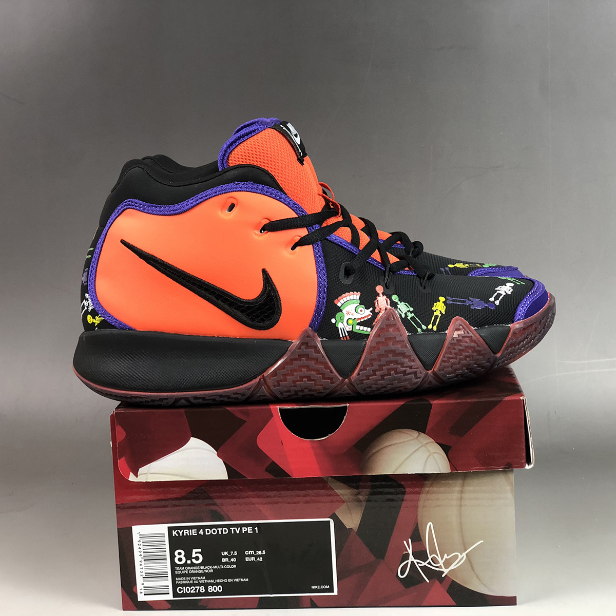 kyrie 4 orange and black