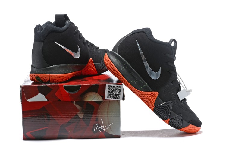 kyrie 4 black silver orange