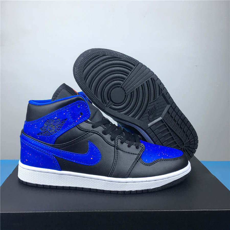 blue and black air jordan 1