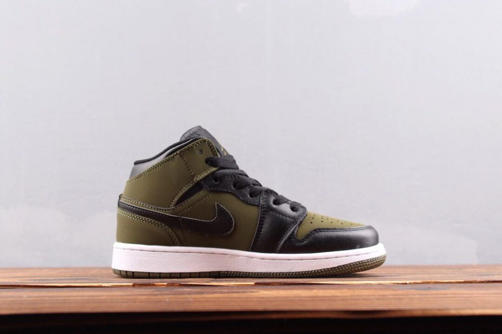 Air Jordan 1 Mid GS Olive Canvas/Black-White For Sale â The Sole Line