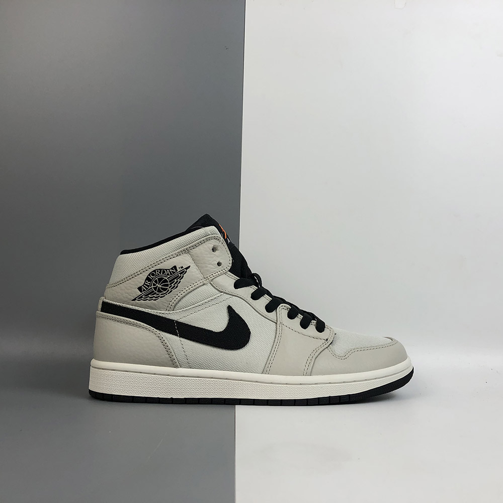 Air Jordan 1 Mid Light Bone/Cone-Black 