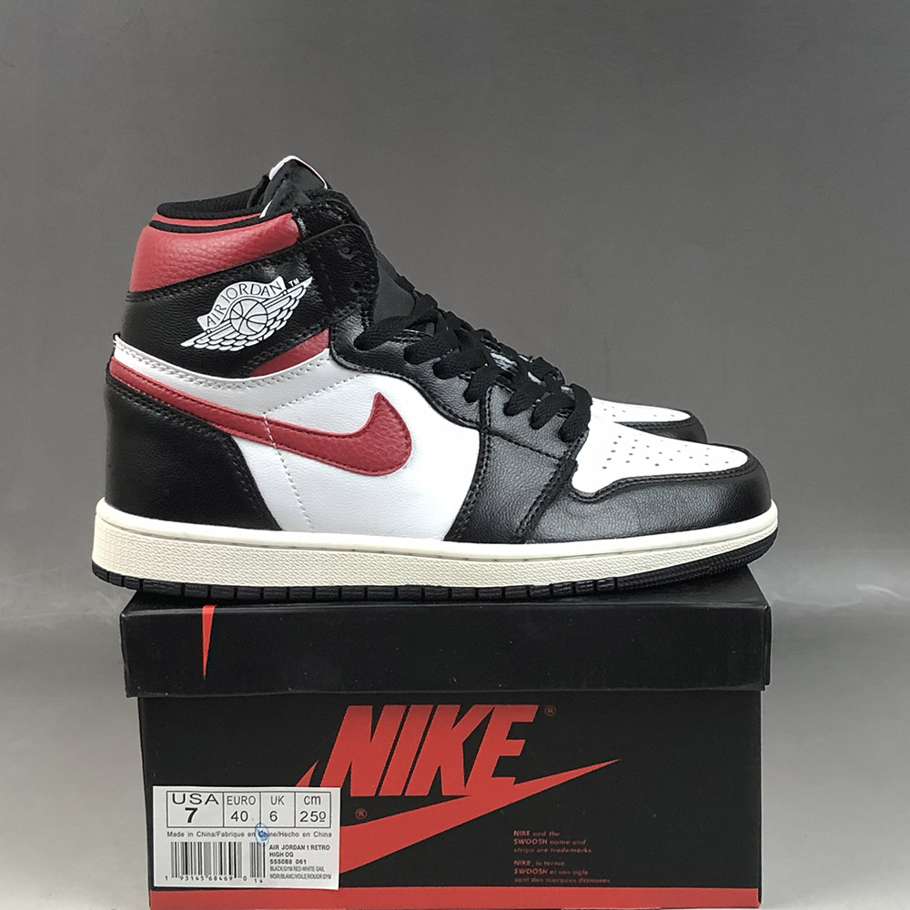 air jordan 1 black white sail gym red