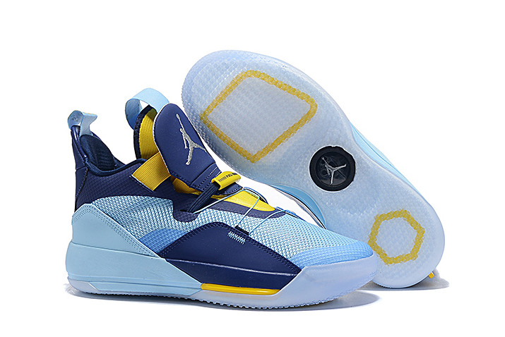 yellow and navy blue jordans