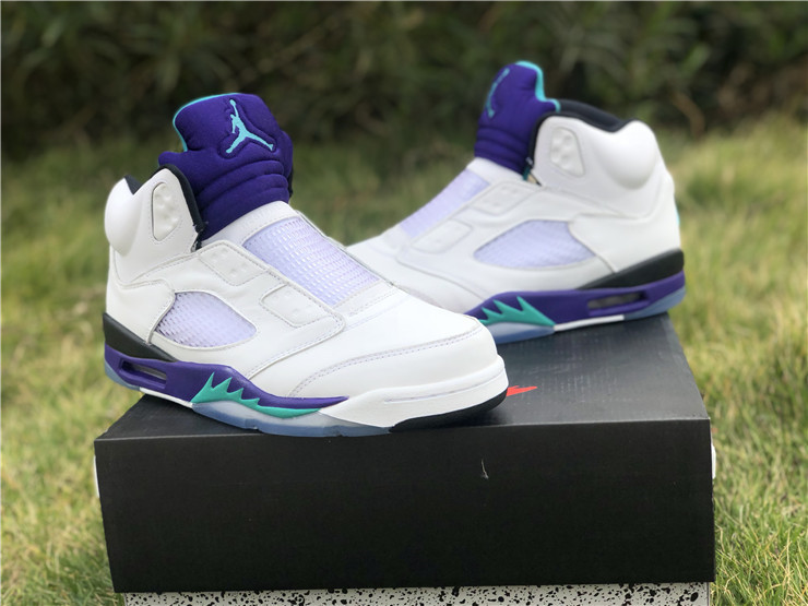 Air Jordan 5 NRG “Fresh Prince” White/Grape Ice-Black-New Emerald For Sale – The Sole Line