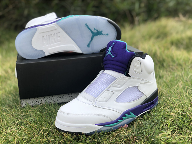 air jordan 5 retro white new emerald grape ice black