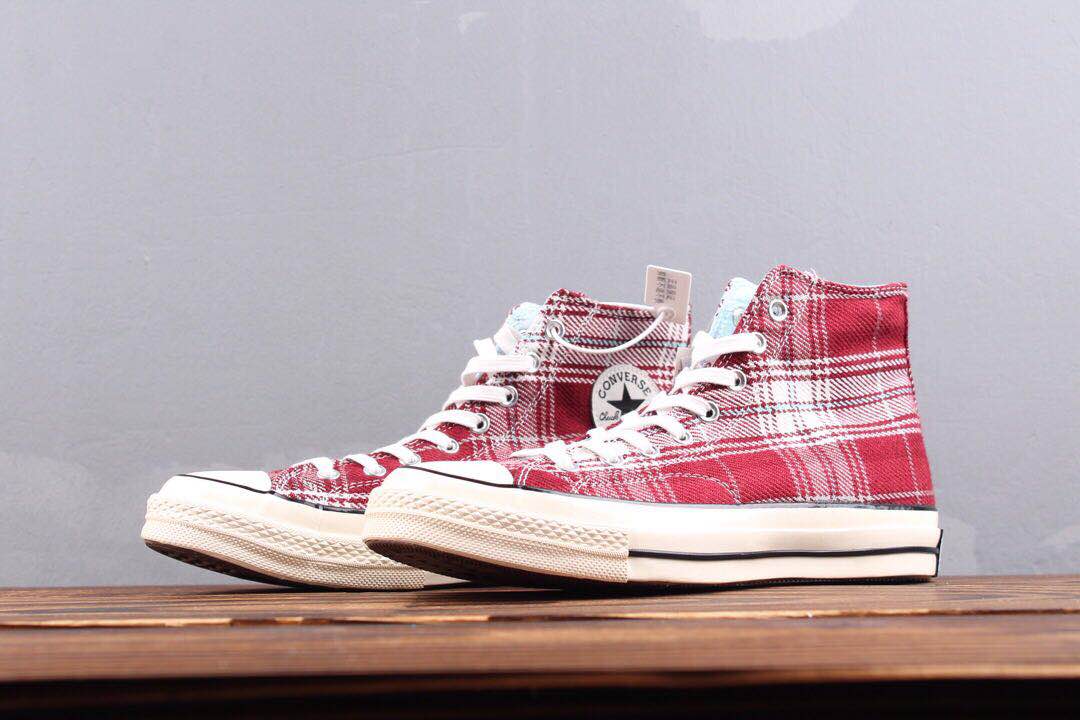 burgundy plaid converse