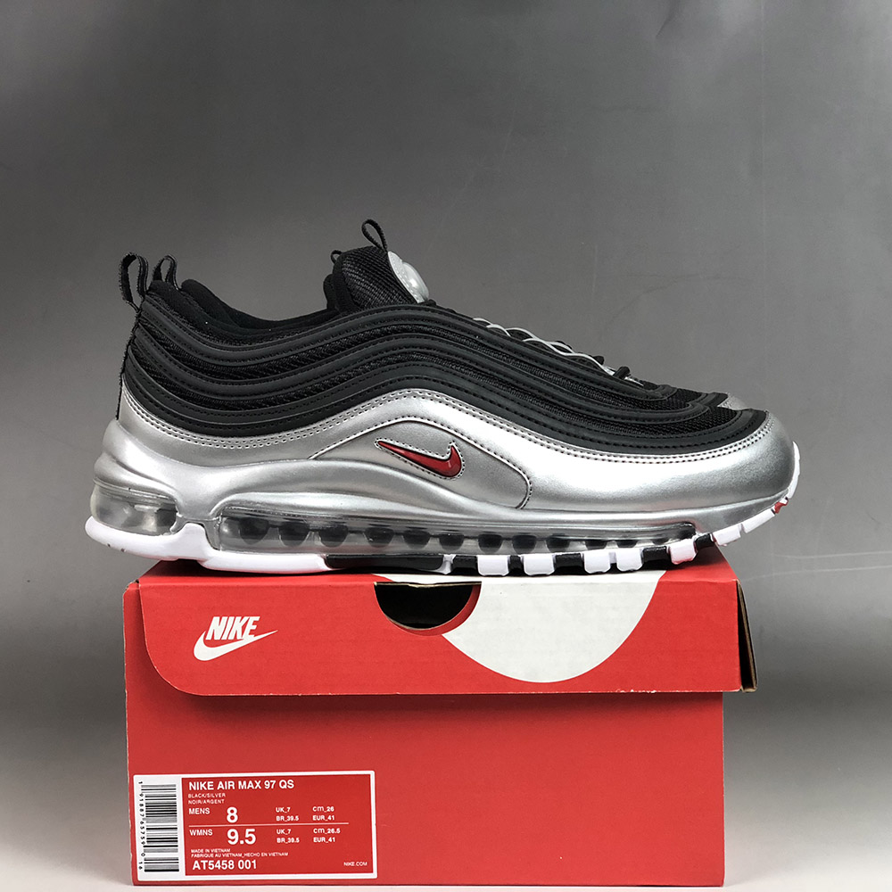 silver and white air max 97