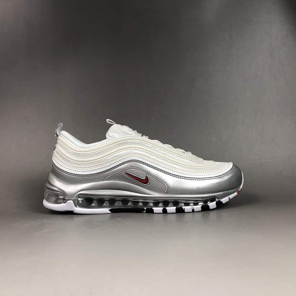 silver and red air max 97