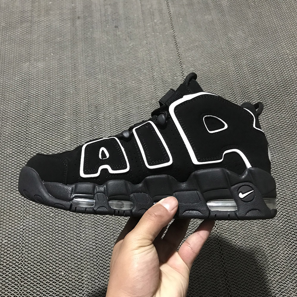 nike air more uptempo black and white
