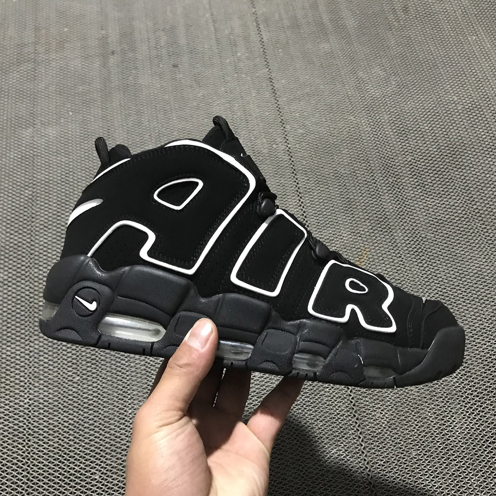 nike air more uptempo black white