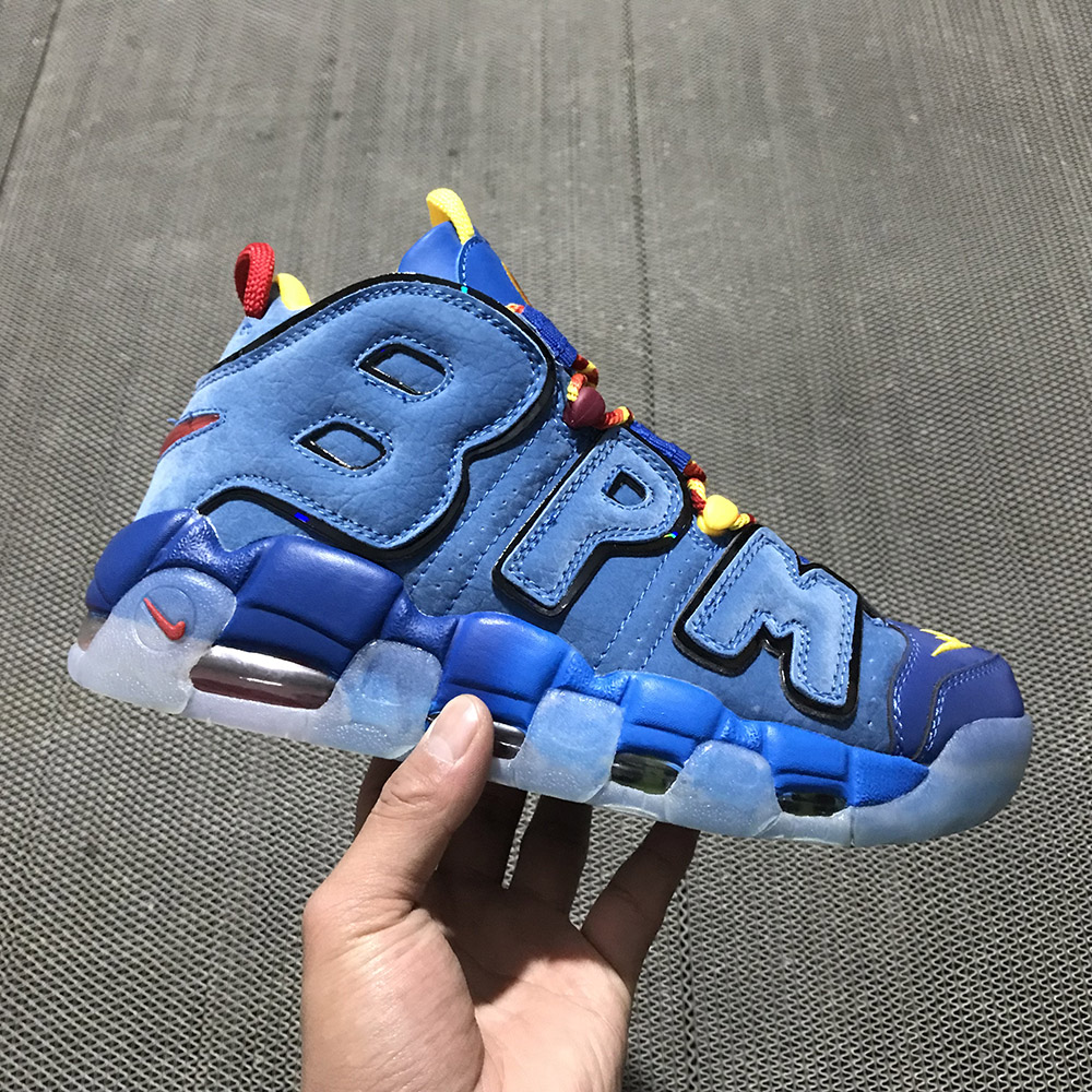 nike uptempo grey and blue