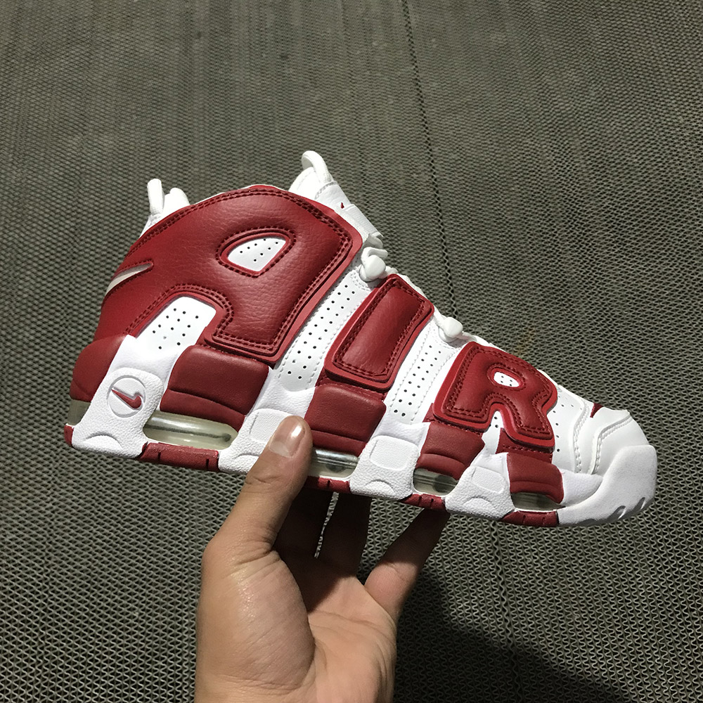 nike air more uptempo white gym red