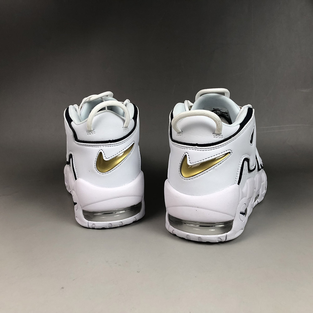 nike uptempo white and silver