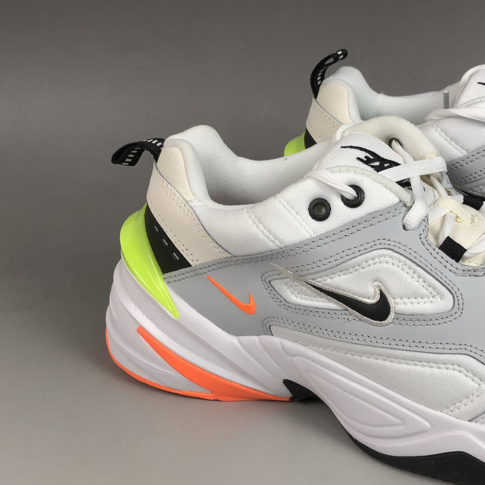 nike m2k tekno pure platinum volt orange