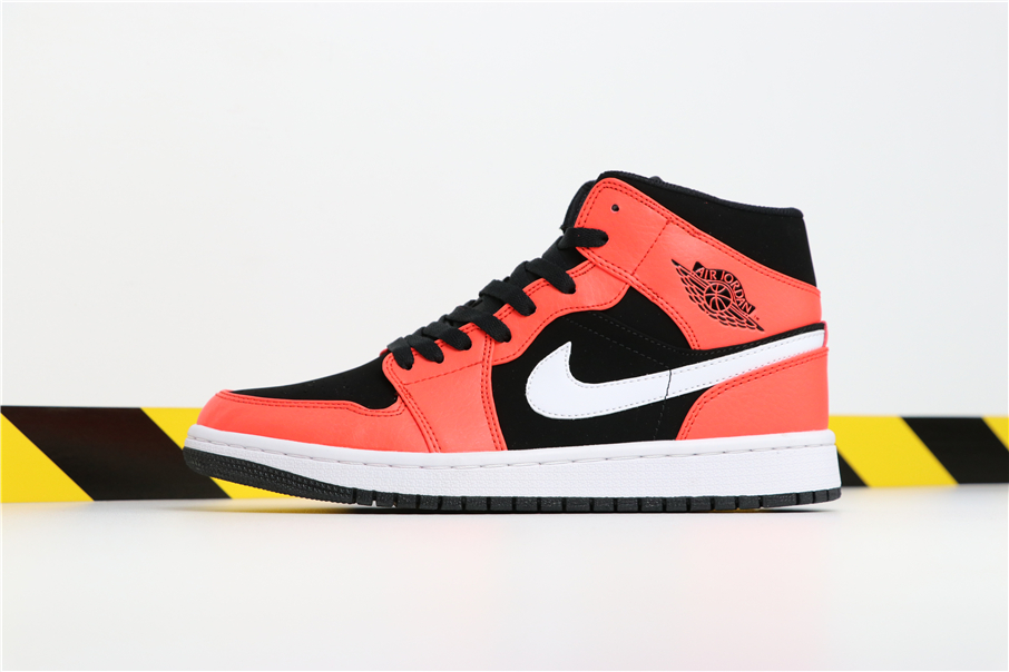 nike air jordan 1 mid orange black white