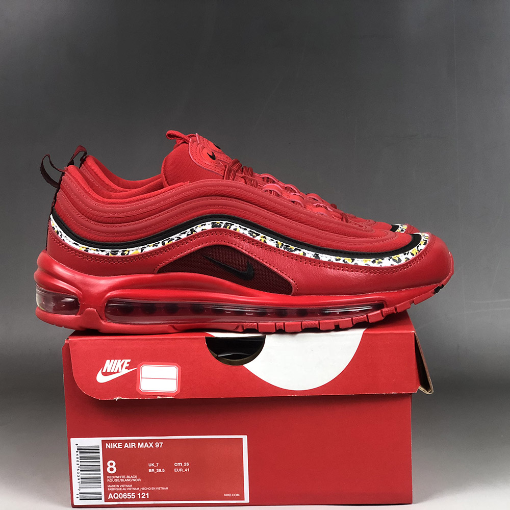 nike air max 97 red leather & leopard print