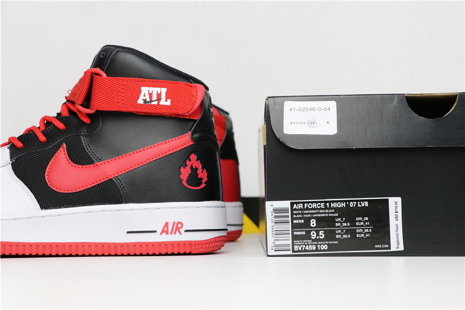 air force 1 high top red black and white