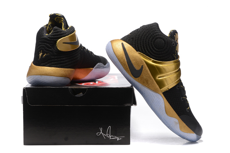 kyrie 2 shoes black and gold