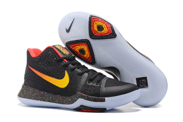 kyrie shoes black and red