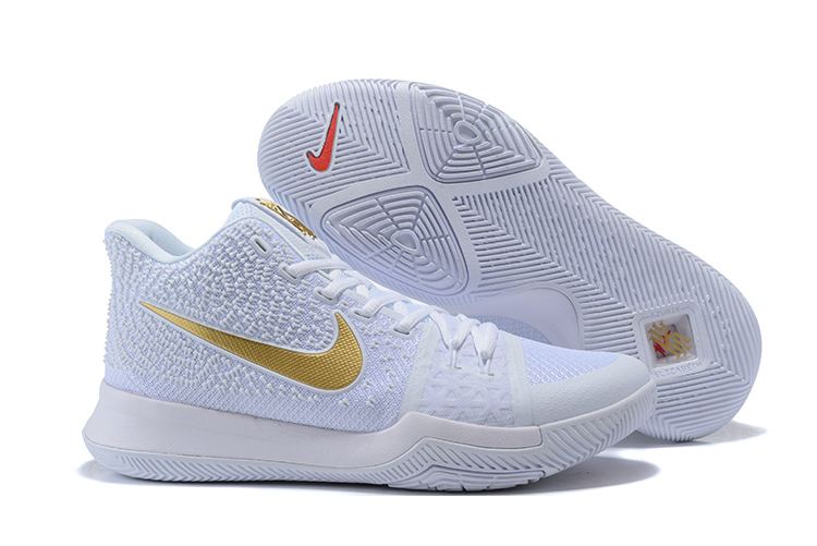 kyrie irving white and gold shoes