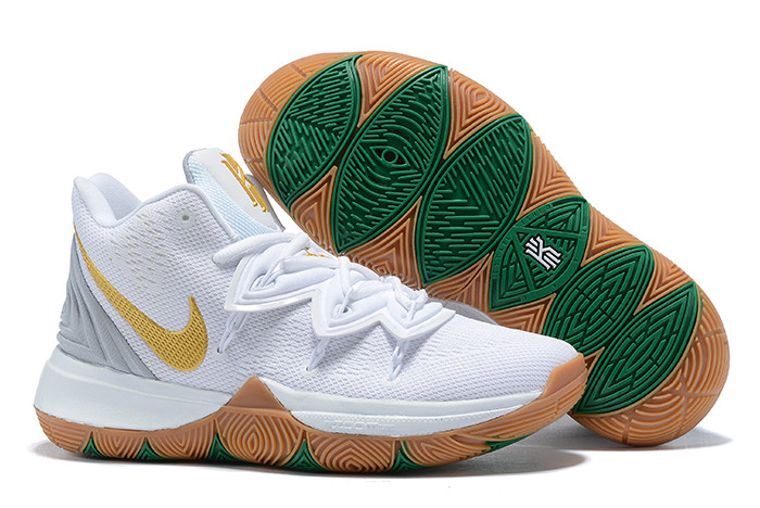 kyrie shoes white and gold