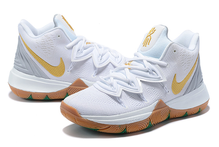kyrie irving shoes white and gold