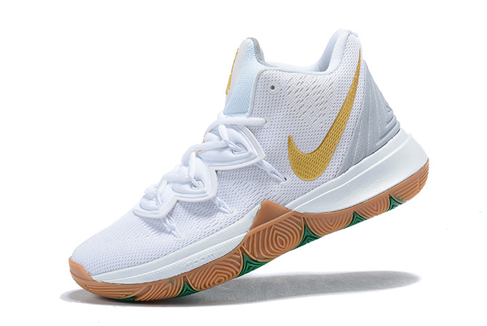kyrie shoes white and gold