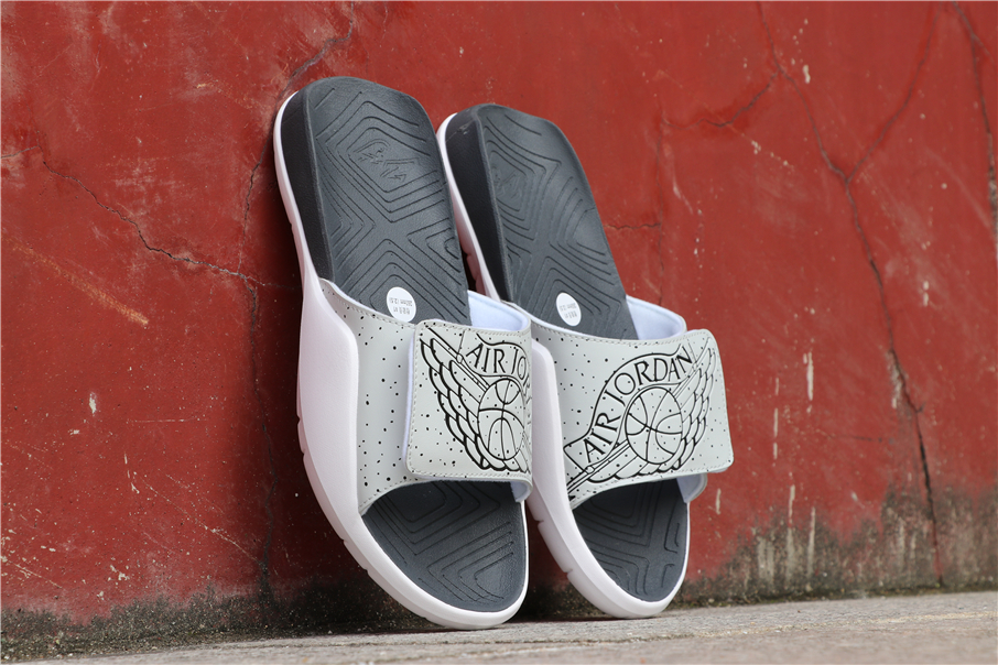 gray jordan slides