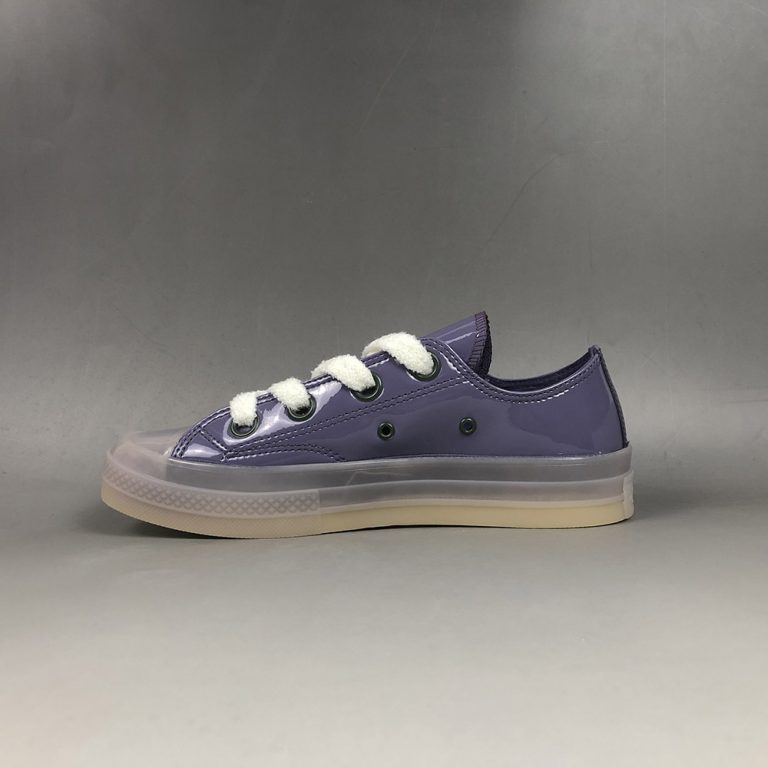 purple low cut converse