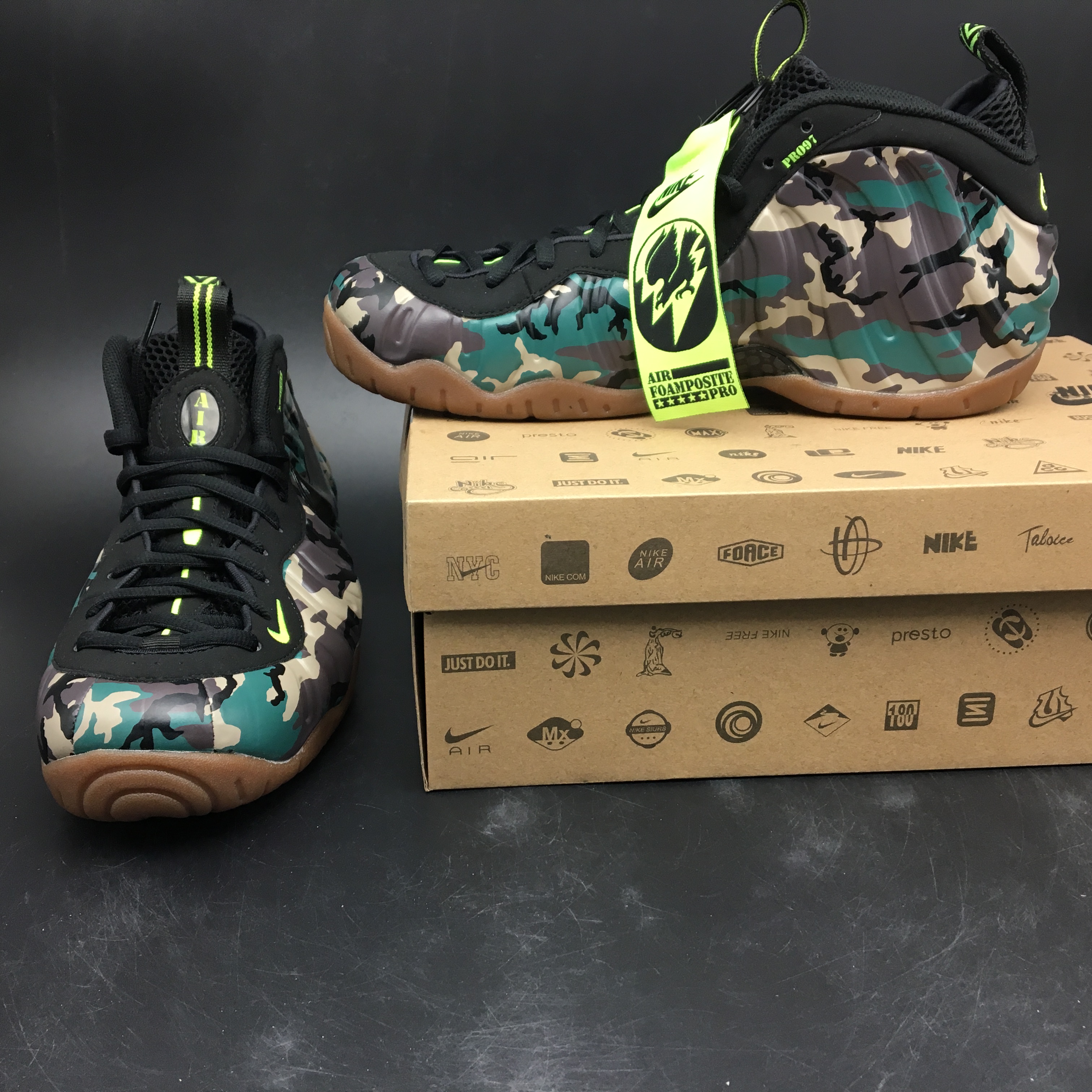 air foamposite pro prm le green camo