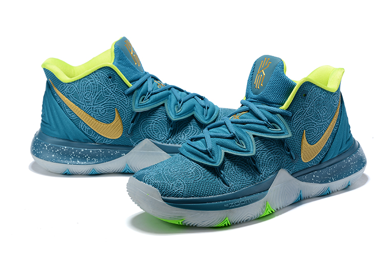 Nike Kyrie 5 Blue/Green-Gold On Sale 